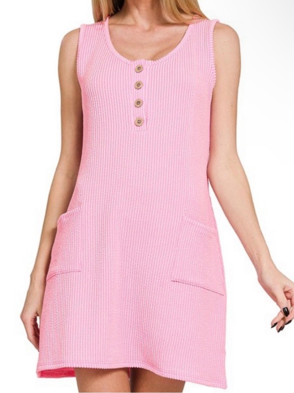 NWOT Zenana Corded Raised Ribbed Tank Dress Size L